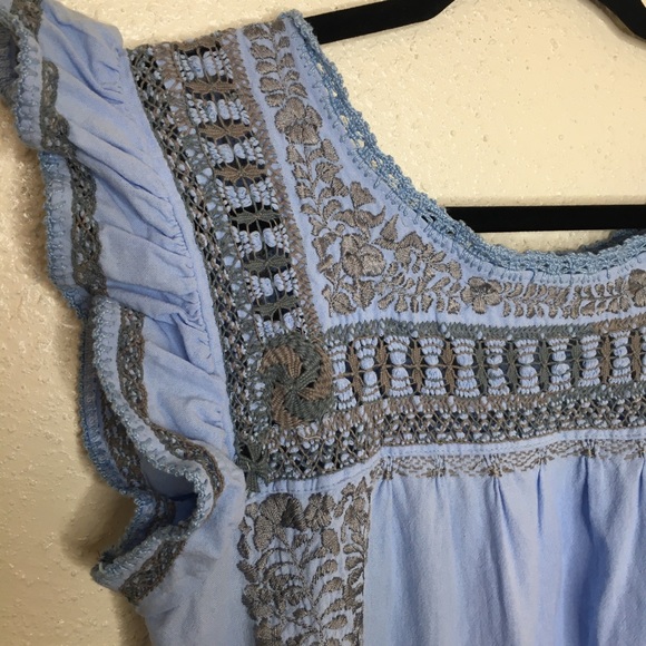 Margarita Mercantile Teresa Deshilado Dress | Light Blue with Gray Silk S - Picture 6 of 8